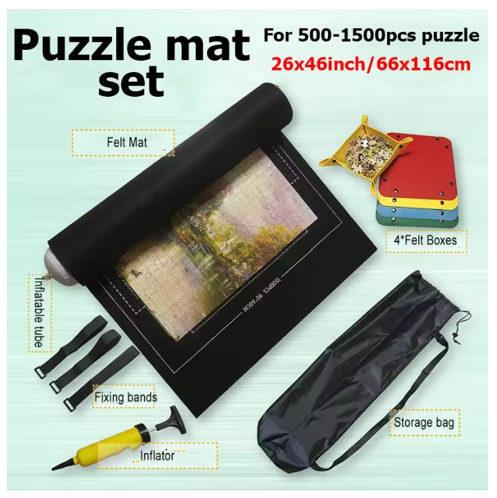 PuzzleRoll™ Storage Mat – Roll-Up Puzzle Saver for 1000–3000 Piece Puzzles