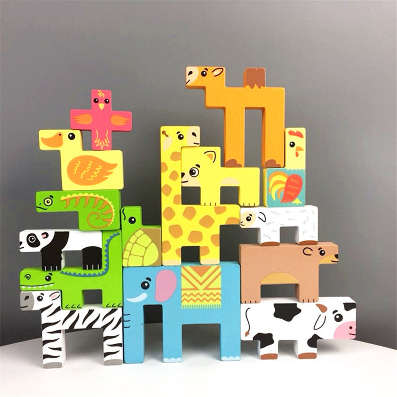Montessori-inspired wooden animal block puzzle for kids