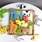 Screen-free wooden animal puzzle toy for ages 3 and up
