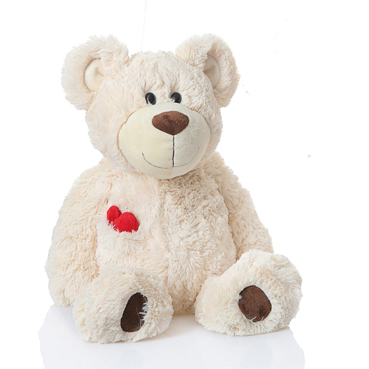 Love Heart Teddy Bear Plush, beige colorway