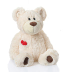 Love Heart Teddy Bear Plush, beige colorway