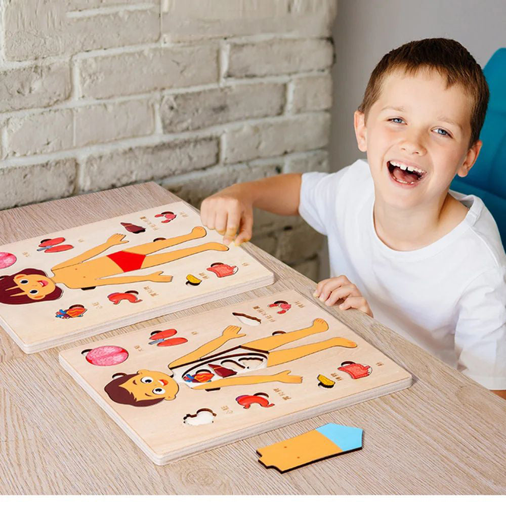 Montessori Wooden Human Body Organs Puzzle – Educational Anatomy Board