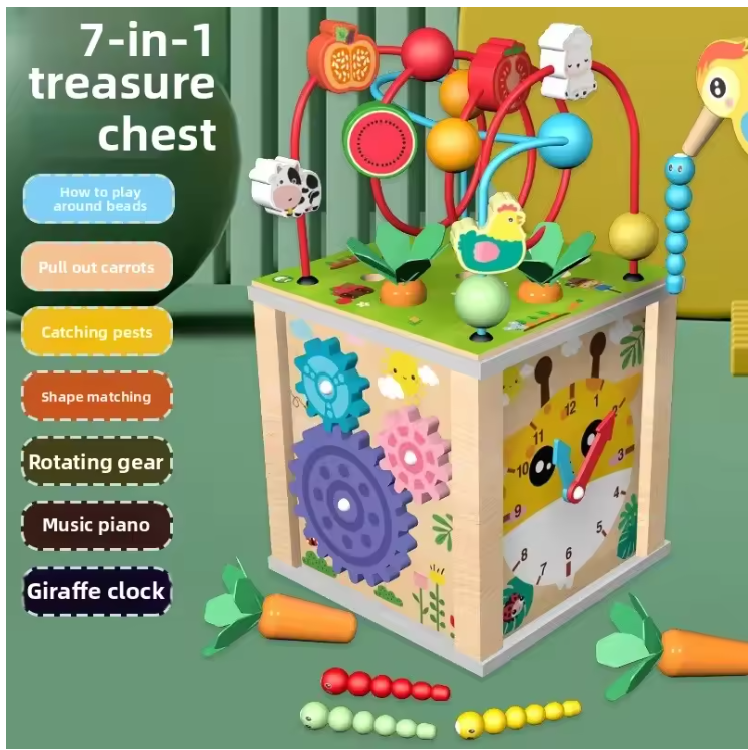 Montessori Wooden Multifunctional Activity Cube