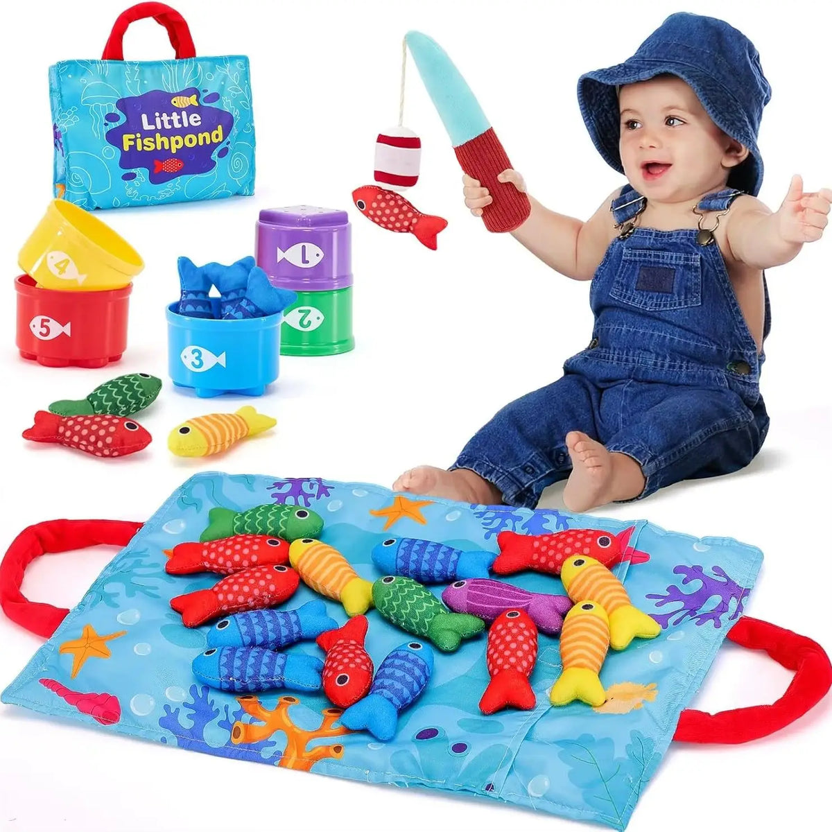 Montessori Cloth Fishing and Stacking Game
