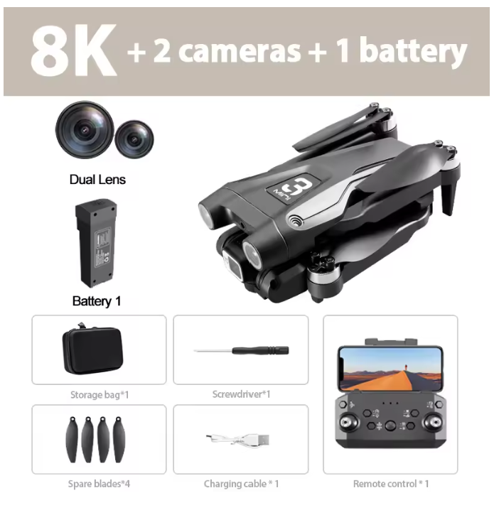 Z908 Pro / MAX 8K Drone – 4K/6K/8K WiFi FPV Quadcopter with Optical Flow & 3-Sided Obstacle Avoidance