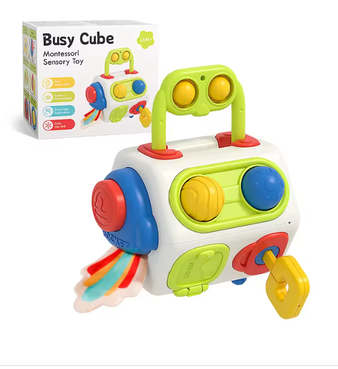 Montessori Busy Cube Sensory Activity Toy