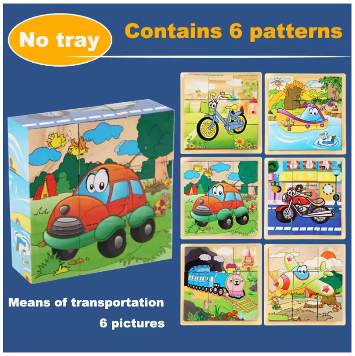 Wooden 3D Cube Puzzle – Montessori Educational Blocks