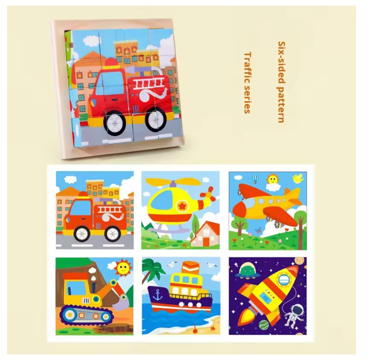 Montessori 6-in-1 Wooden Cube Puzzle Blocks