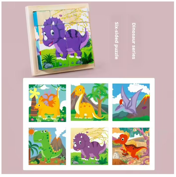 Montessori 6-in-1 Wooden Cube Puzzle Blocks