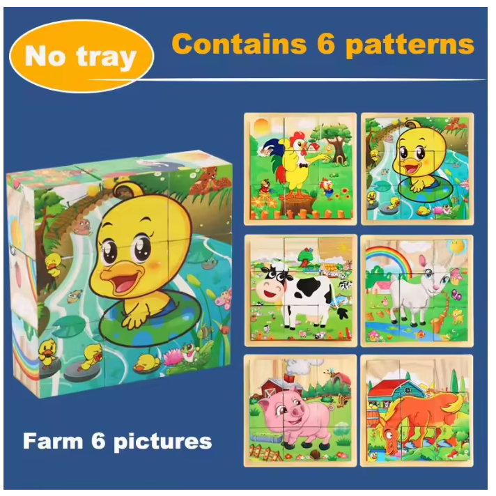 Wooden 3D Cube Puzzle – Montessori Educational Blocks