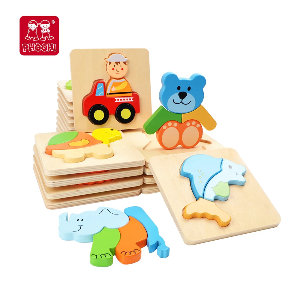 Wooden Multi-Animal Shaped Jigsaw Puzzle