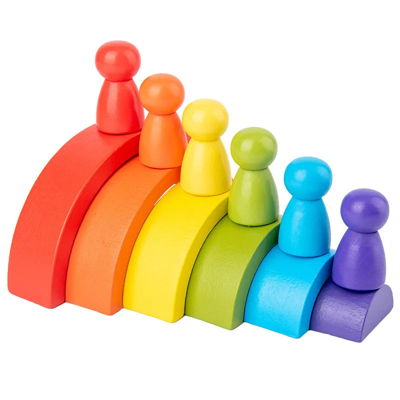 Rainbow Arch Montessori Wooden Building Blocks