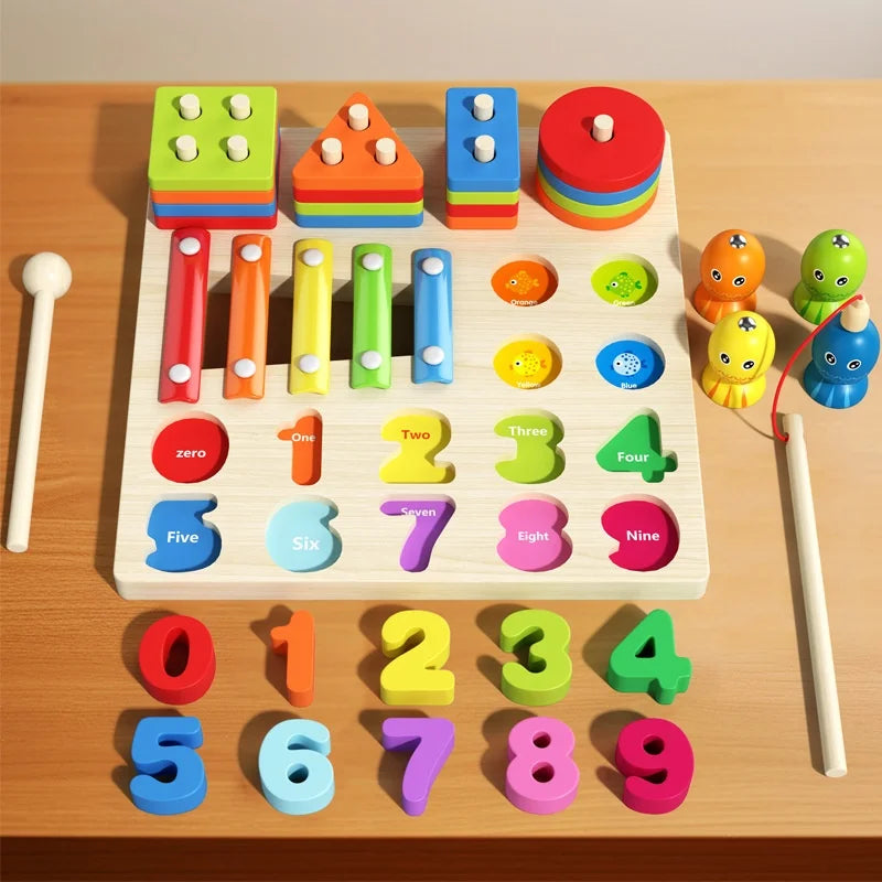 5-in-1 Montessori Wooden Column Board Game, photo 4