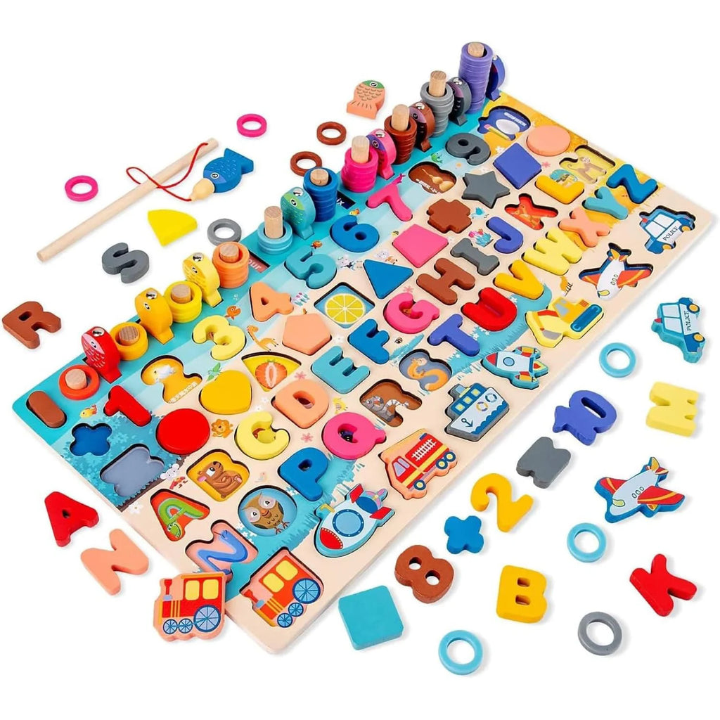 7-in-1 Wooden Transportation Busy Board