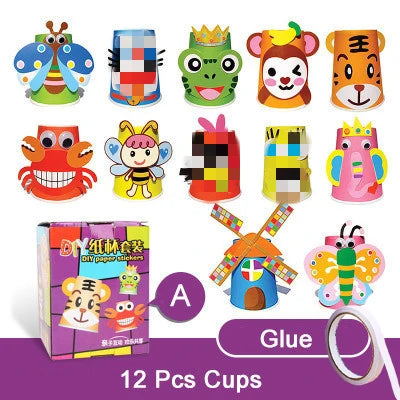 3D Paper Cup Animal Craft Kit (12 Cups)