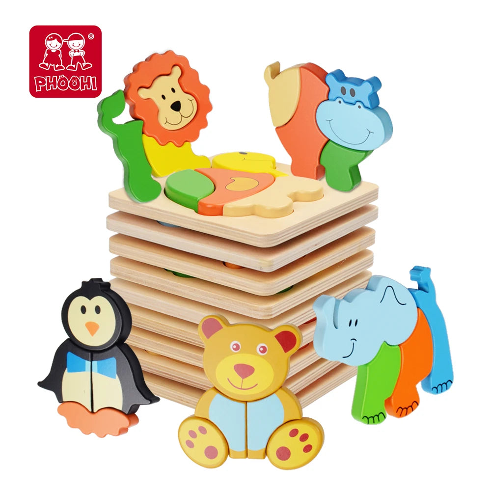 Wooden Multi-Animal Shaped Jigsaw Puzzle, photo 2