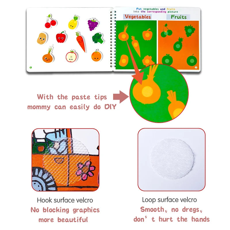 Montessori Quiet Busy Book Sticker & Matching Board
