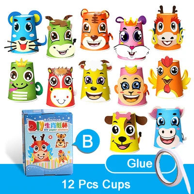 3D Paper Cup Animal Craft Kit (12 Cups)