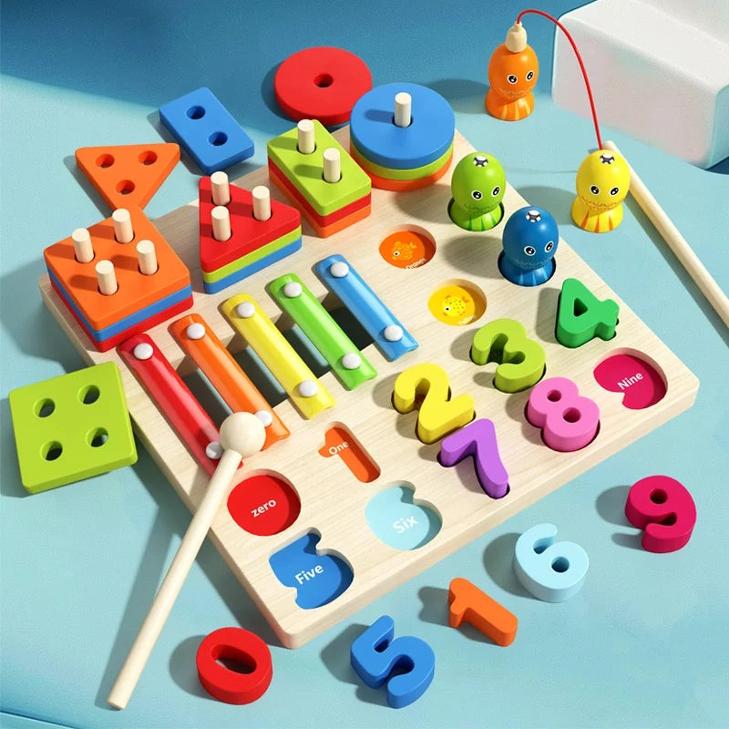 5-in-1 Montessori Wooden Column Board Game, photo 3