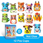 3D Paper Cup Animal Craft Kit (12 Cups)
