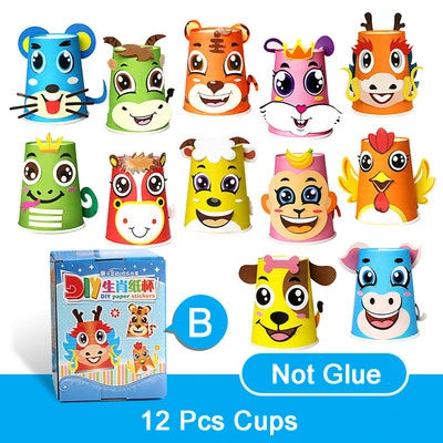 3D Paper Cup Animal Craft Kit (12 Cups)