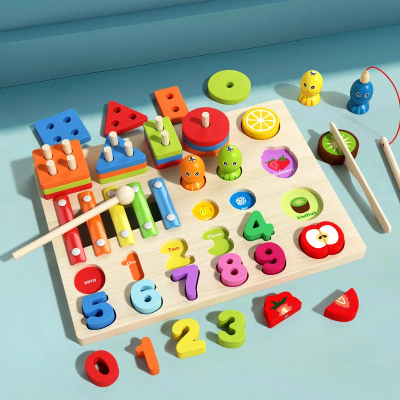 5-in-1 Montessori Wooden Column Board Game, photo 5