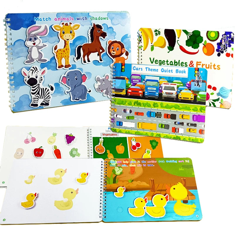 Montessori Quiet Busy Book Sticker & Matching Board