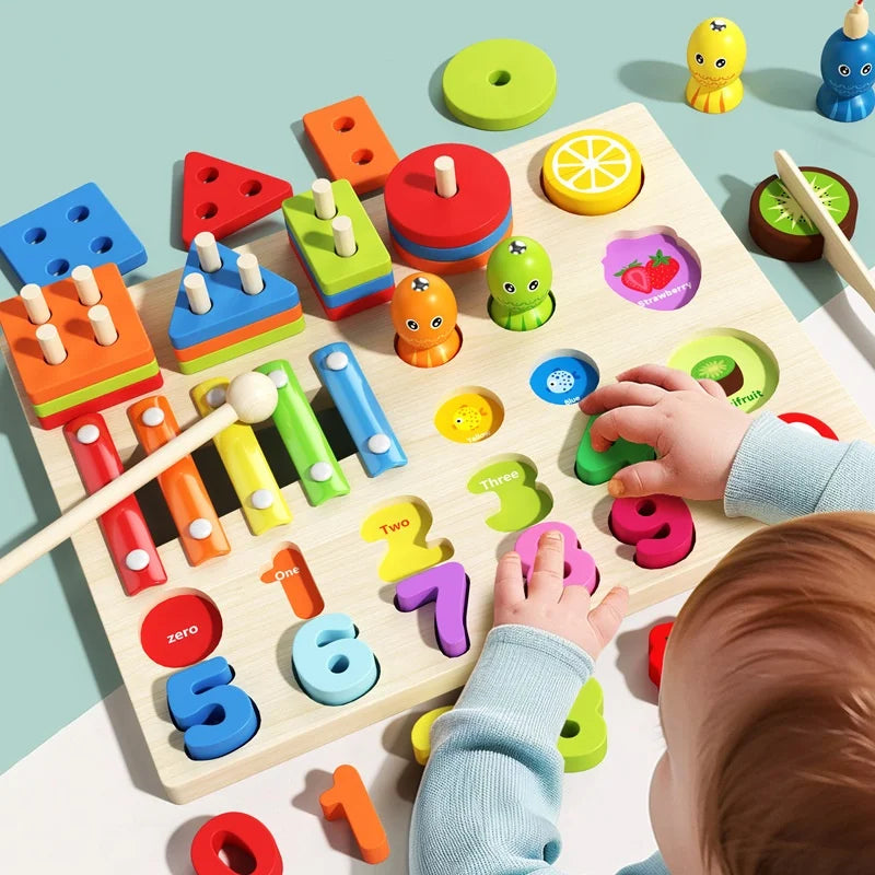 5-in-1 Montessori Wooden Column Board Game, photo 2