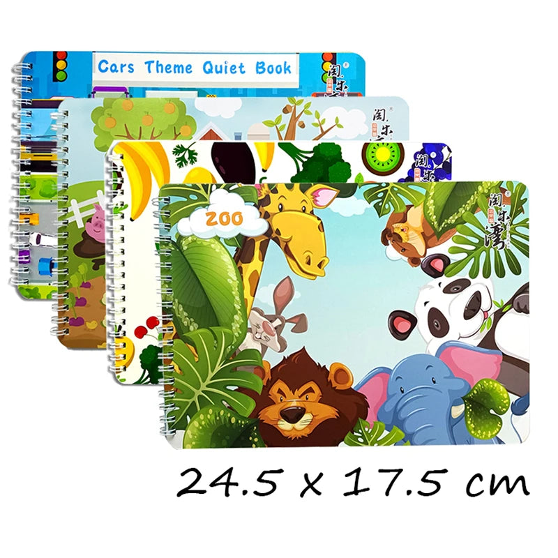 Montessori Quiet Busy Book Sticker & Matching Board