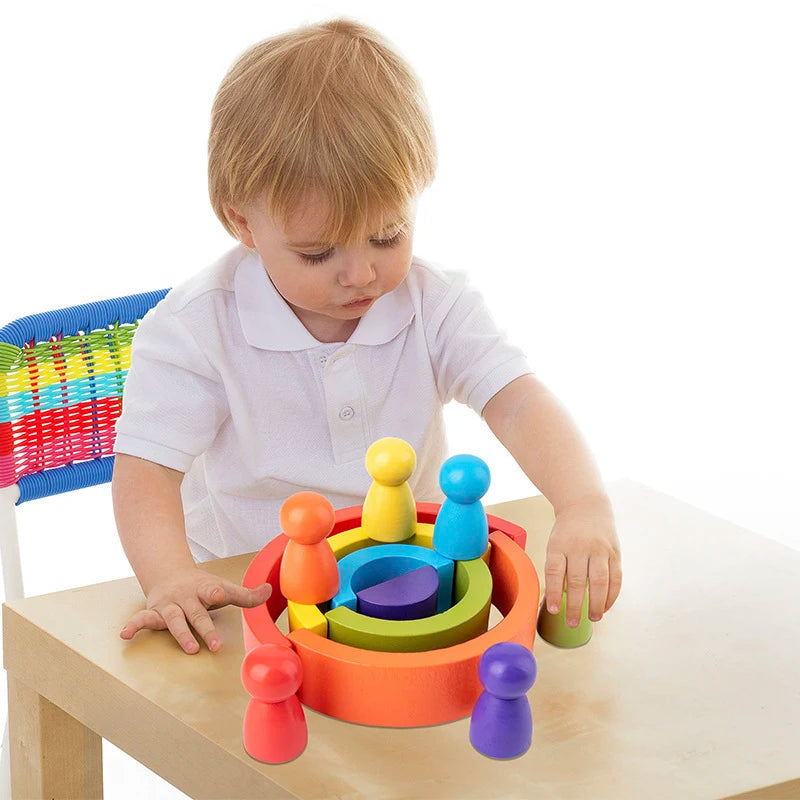 Rainbow Arch Montessori Wooden Building Blocks