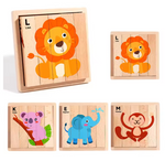 Montessori 3D Wooden Animal Transport Building Blocks Puzzle