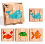 Montessori 3D Wooden Animal Transport Building Blocks Puzzle