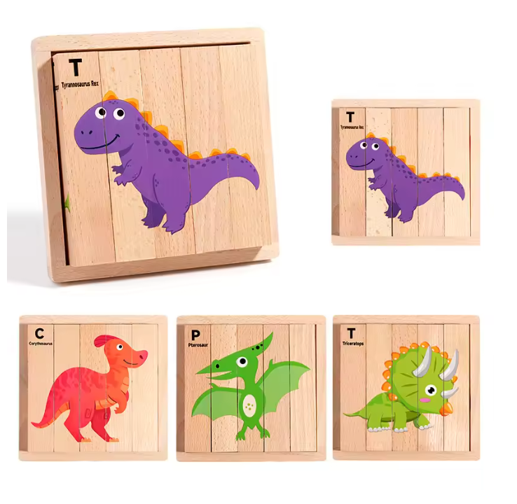 Montessori 3D Wooden Animal Transport Building Blocks Puzzle