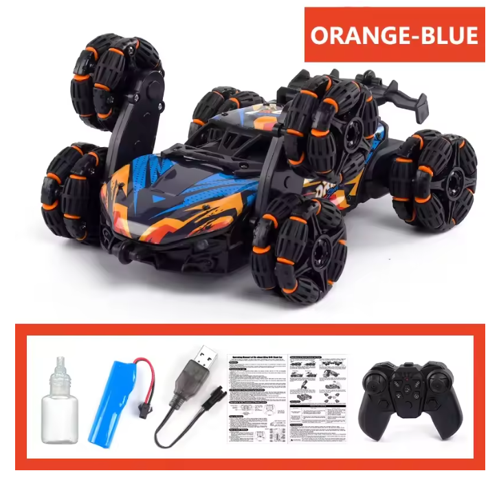 Morphing Six-Wheeled Remote Control Stunt, Light Spray Car – Alloy Off-Road RC Racing Car