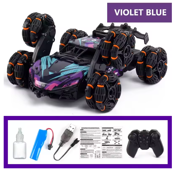 Morphing Six-Wheeled Remote Control Stunt, Light Spray Car – Alloy Off-Road RC Racing Car