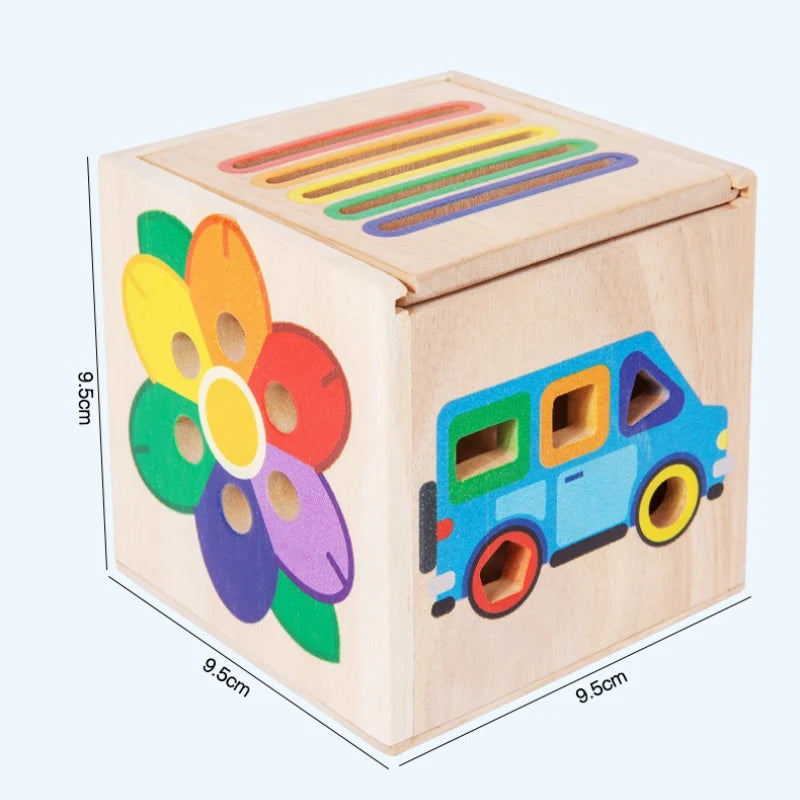 Wooden 5-in-1 Shape and Color Sorting Cube