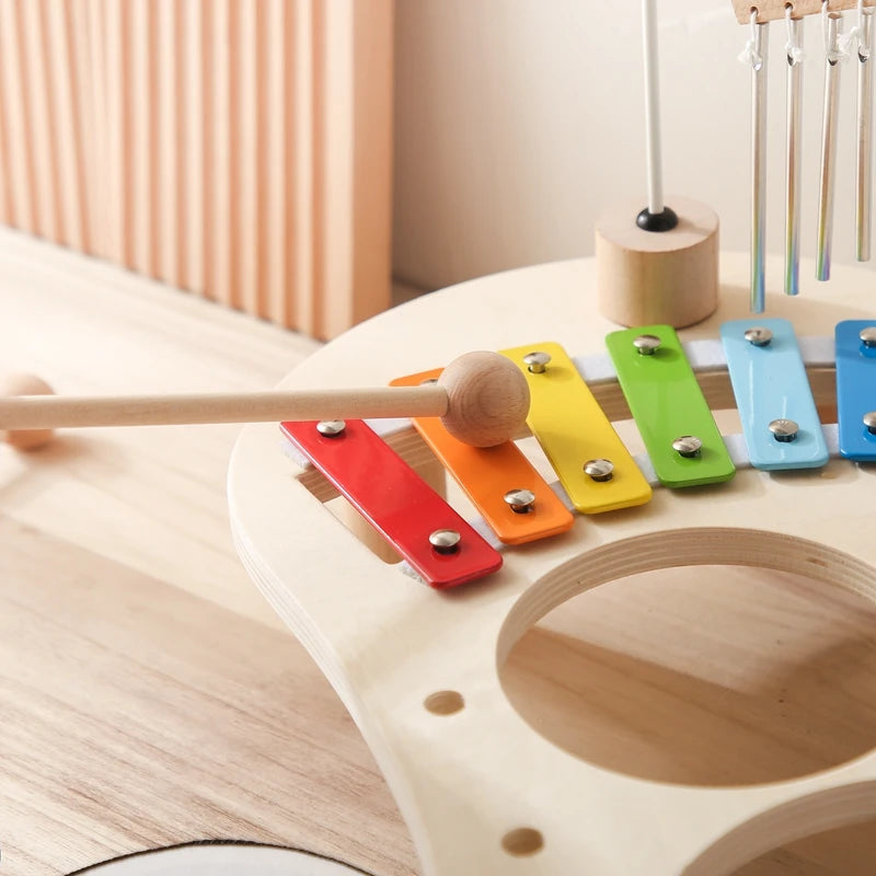 Wooden Montessori Musical Table – Aeolian Bells & Baby Rhythm Play Set