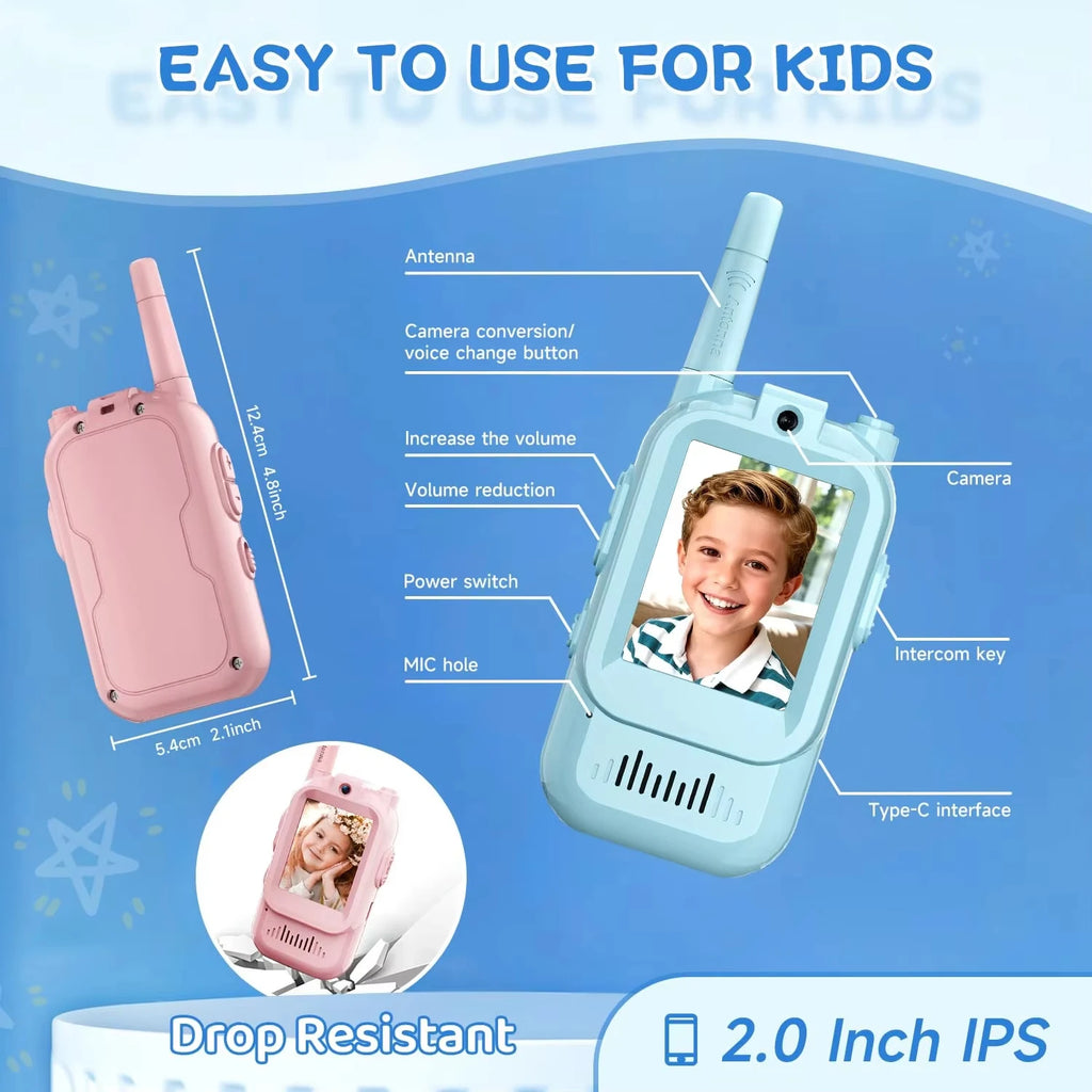 TalkPlay™ Video Walkie Talkies – Kids Rechargeable Video Intercom Set