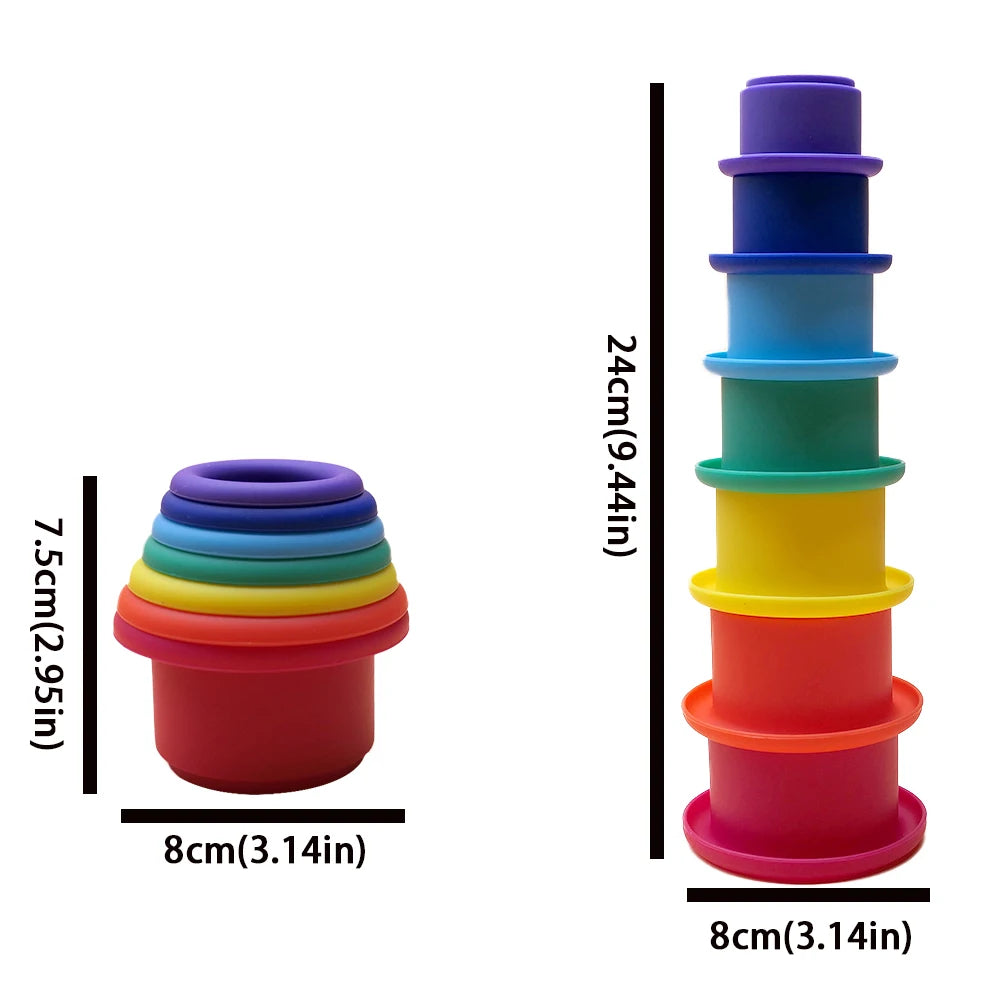 Rainbow Silicone Stacking Cup Set