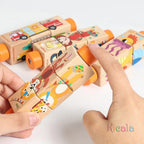 3D Wooden Jigsaw Rotating Puzzle Blocks