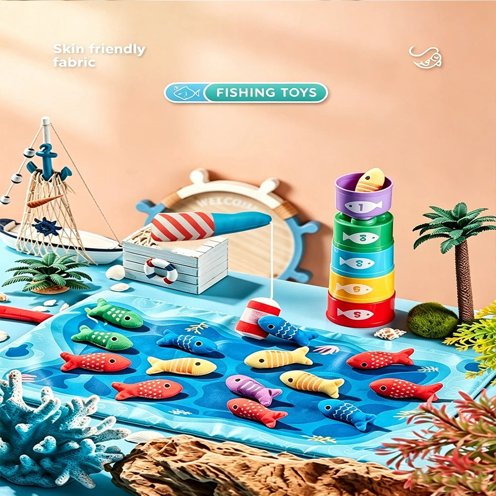 Montessori Cloth Fishing Game with Sea Animals