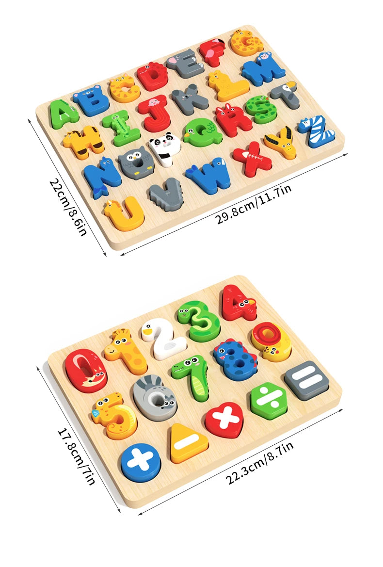 3D Wooden Alphabet & Number Matching Puzzle