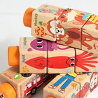 3D Wooden Jigsaw Rotating Puzzle Blocks