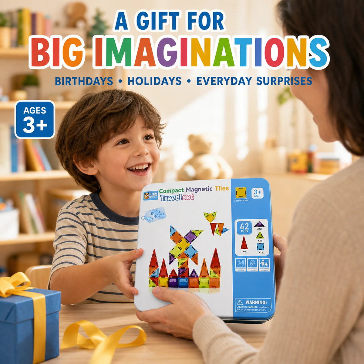 Mini Magnetic Tiles Travel Set in Tin Box