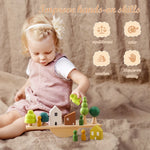 Montessori Sensory Wooden Forest Blocks & Animal Threading Toys