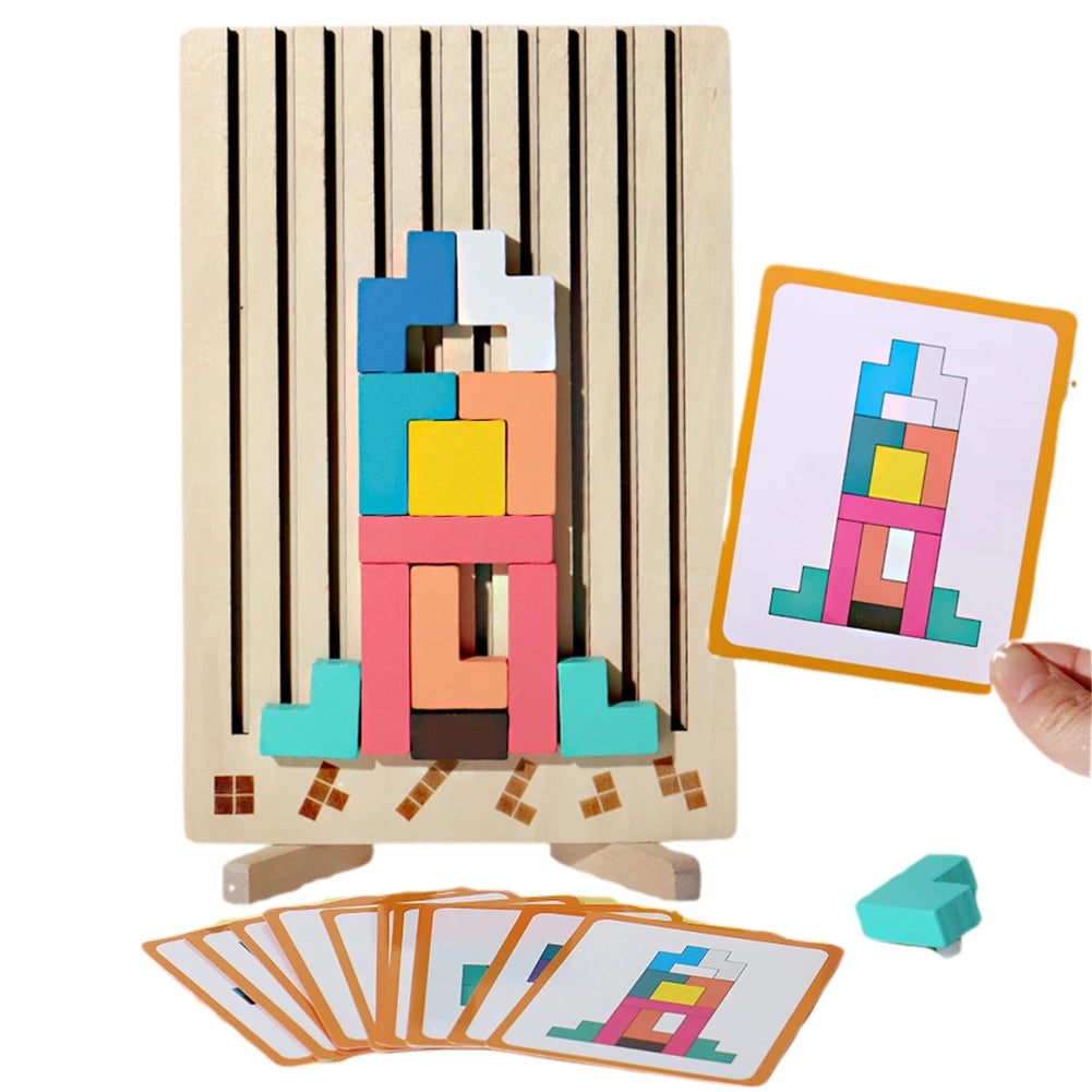 Colorful 3D Wooden Russian Blocks Puzzle – Brain Teaser & Stacking Game