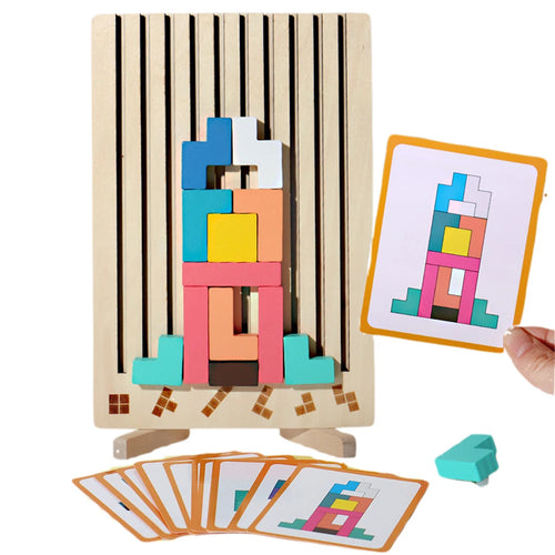 Colorful 3D Wooden Russian Blocks Puzzle – Brain Teaser & Stacking Game