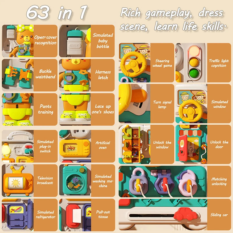 63-in-1 Montessori Car Busy Board
