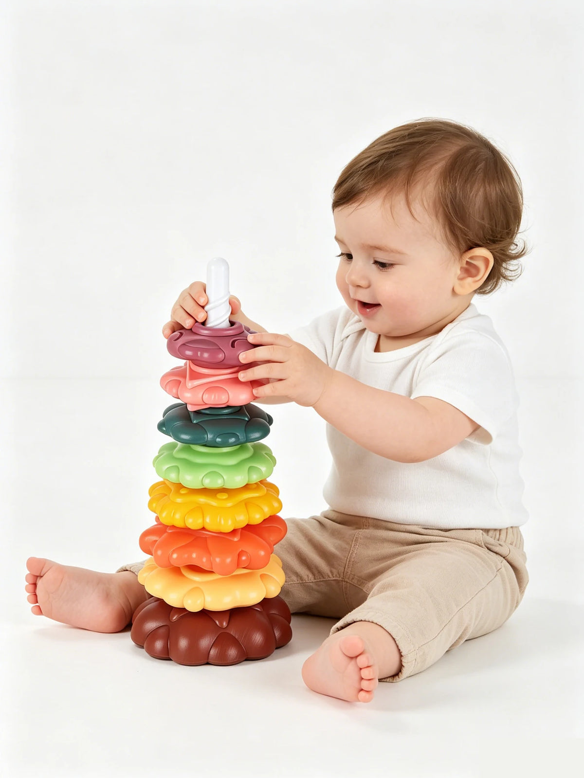 Rotating Rainbow Stacking Tower