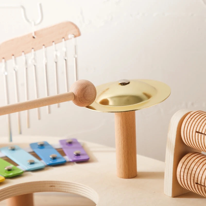 Wooden Montessori Musical Table – Aeolian Bells & Baby Rhythm Play Set